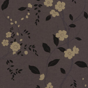 Tapeta ścienna winylowa na papierze – Brązowa z Kwiatowym Motywem i Strukturą Zamszu, Zmywalna