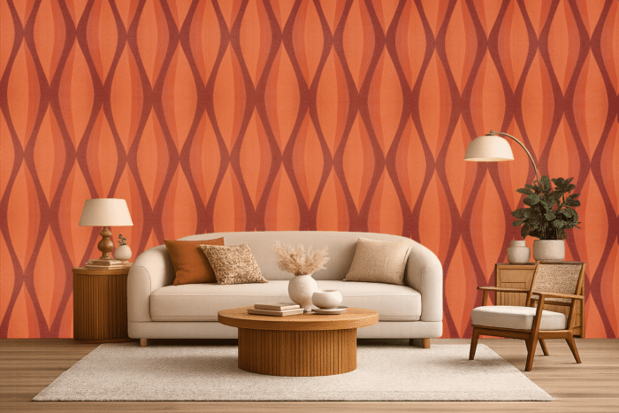 Tapeta winylowa na flizelinie – Czerwona z elipsami 10m x 53 cm - obrazek 2