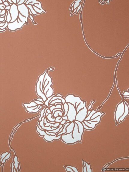 tapeta brązowa kwiaty