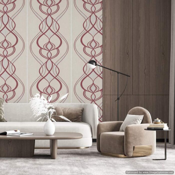 Tapeta ścienna winylowa na flizelinie – Beżowa z Geometrycznym Wzorem, Zmywalna - obrazek 2