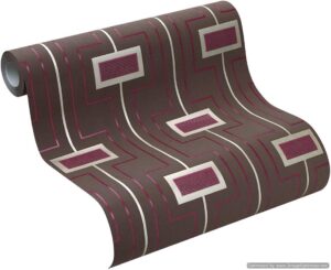 Tapeta ścienna winylowa na flizelinie – Brązowa z Geometrycznym Wzorem w Różu i Beżu, Zmywalna - obrazek 3