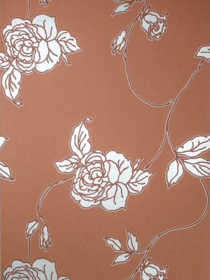 tapeta brązowa kwiaty