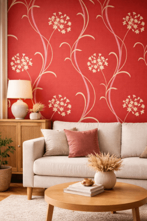 Tapeta papierowa – Czerwona w kwiaty 10m x 53 cm - obrazek 2