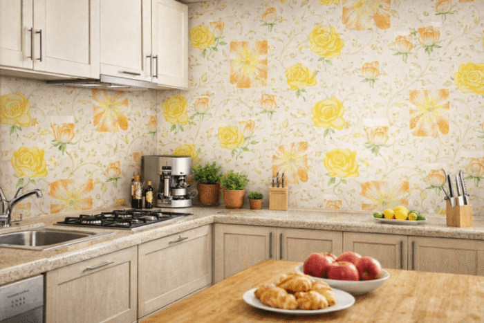 Tapeta winylowa na papierze – Kuchenne kwiaty 10m x 53 cm - obrazek 2