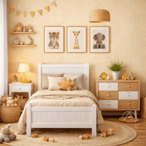 Tapeta papierowa – Literki i cyfry na kremowym tle 10m x 53 cm - obrazek 2