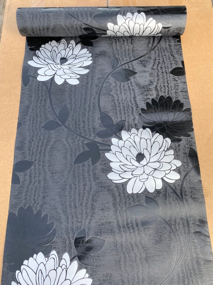 TAPETA CZARNA MINIMAX KWIAT WINYLOWA NA PAPIERZE - obrazek 3