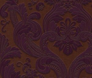 TAPETA WINYLOWA NA PAPIERZE ORNAMENT VINTAGE BRĄZOWO FIOLETOWA LASEROWA - obrazek 2