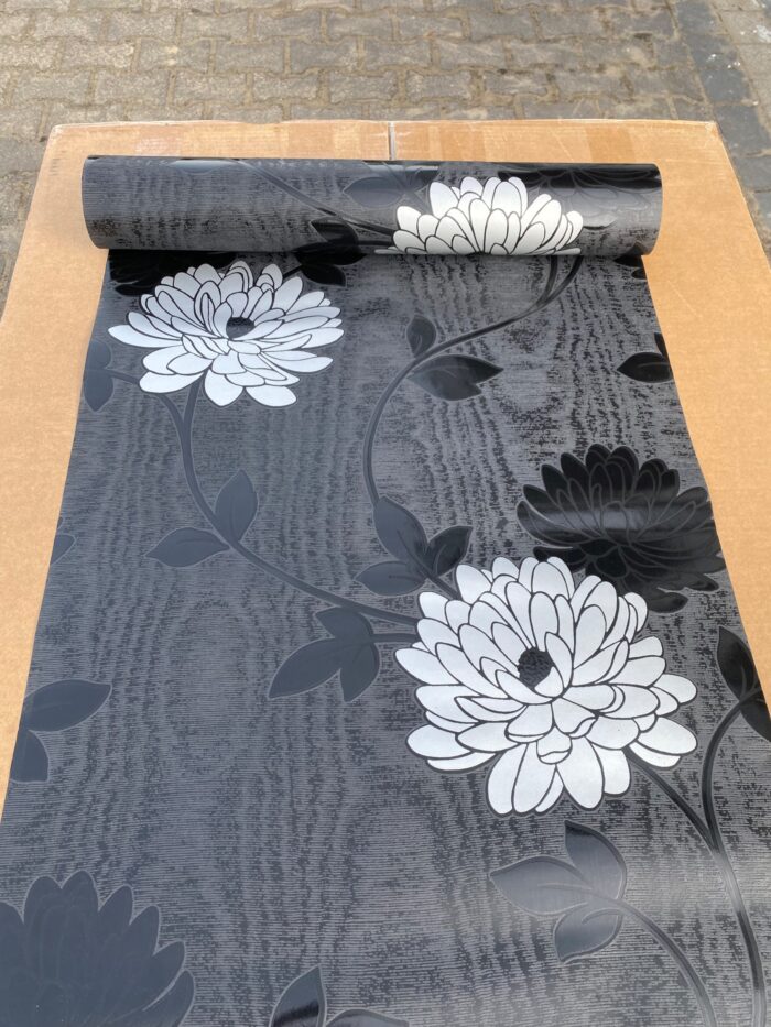 TAPETA CZARNA MINIMAX KWIAT WINYLOWA NA PAPIERZE - obrazek 4