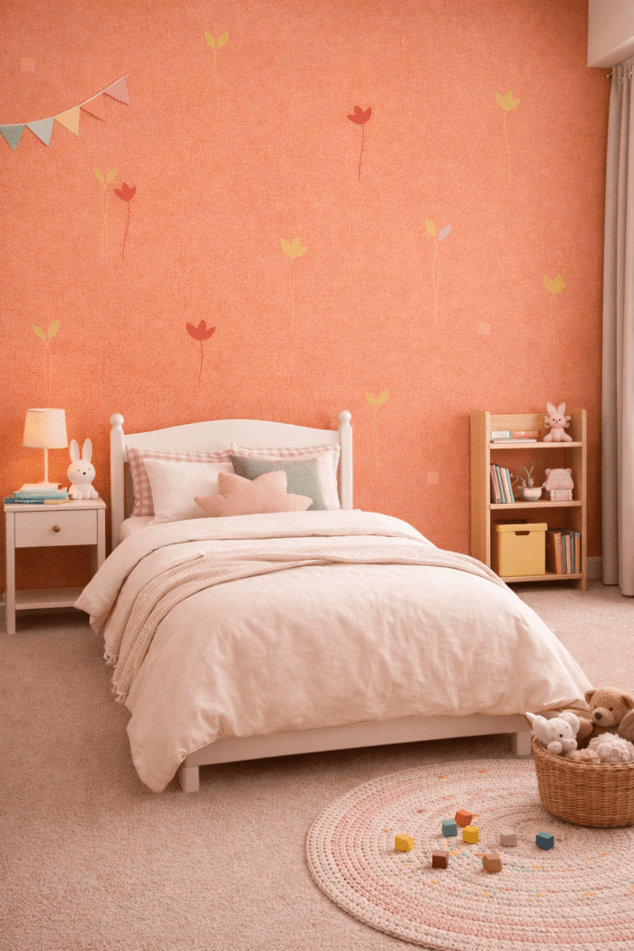 Tapeta Pomarańczowa Winylowa na Papierze - obrazek 2