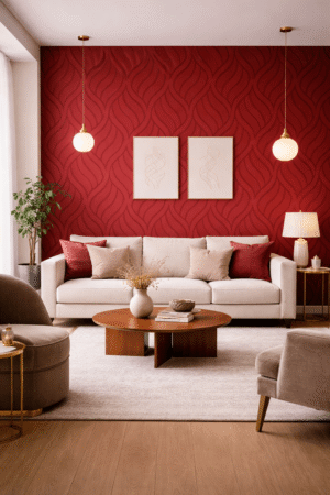 TAPETA WINYLOWA NA FLIZELINIE CZERWONA ELIPSY - obrazek 2