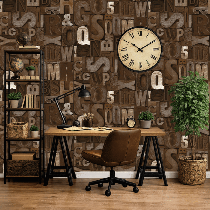 TAPETA WINYLOWA LITERY BRĄZOWA ZMYWALNA - obrazek 2